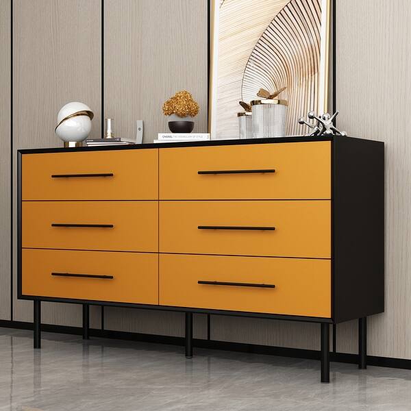 55.1"W Contemporary 6-Drawer Dresser with Leather Grain Finish Storage - Bed Bath & Beyond - 39026729 55.1"W Contemporary 6-Drawer Dresser with Leather Grain Finish Storage - Bed Bath & Beyond - 39026729