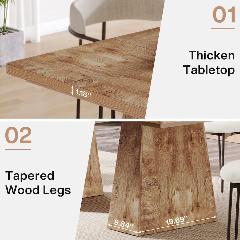 63-inch Rustic Wooden Dining Table for 4