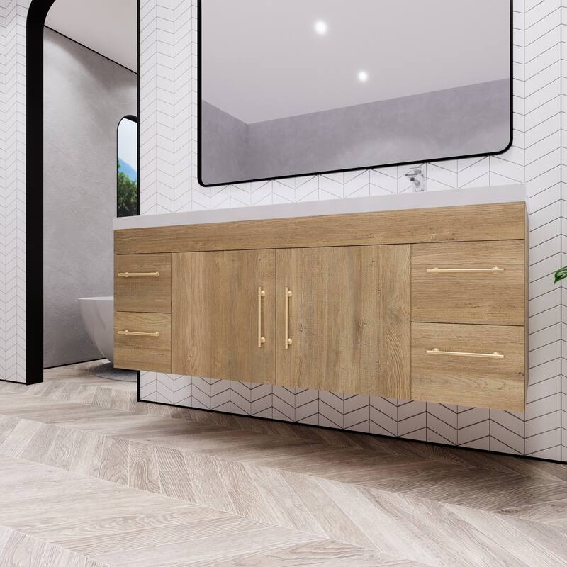 Eliza 60'' Wall Mounted Vanity with Single Sink on the Right