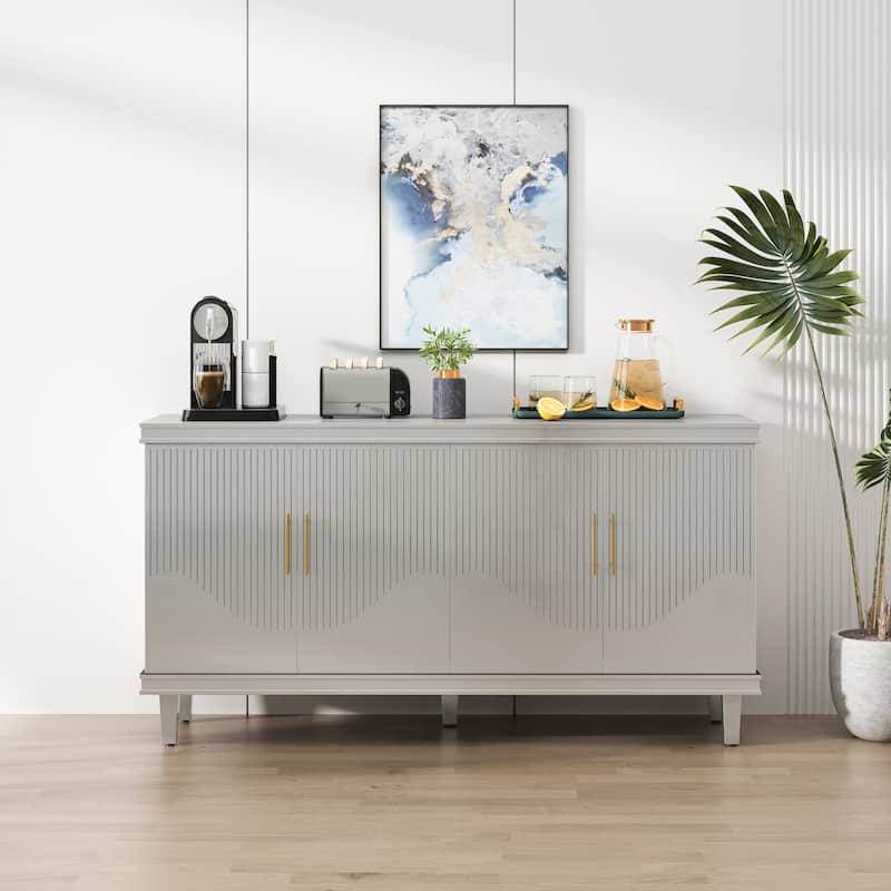59.84''Large Size 4-Door Cabinet, Same as Living Room, Kitchen, Hallway(Champagne) - Champagne