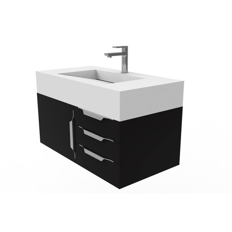 Nile 36-Inch Wall Mounted Bathroom Vanity Set w/ White Top