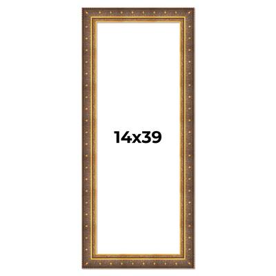 14x39 Frame Vintage Gold Solid Wood Picture Frame | 2.5 Inch Moulding