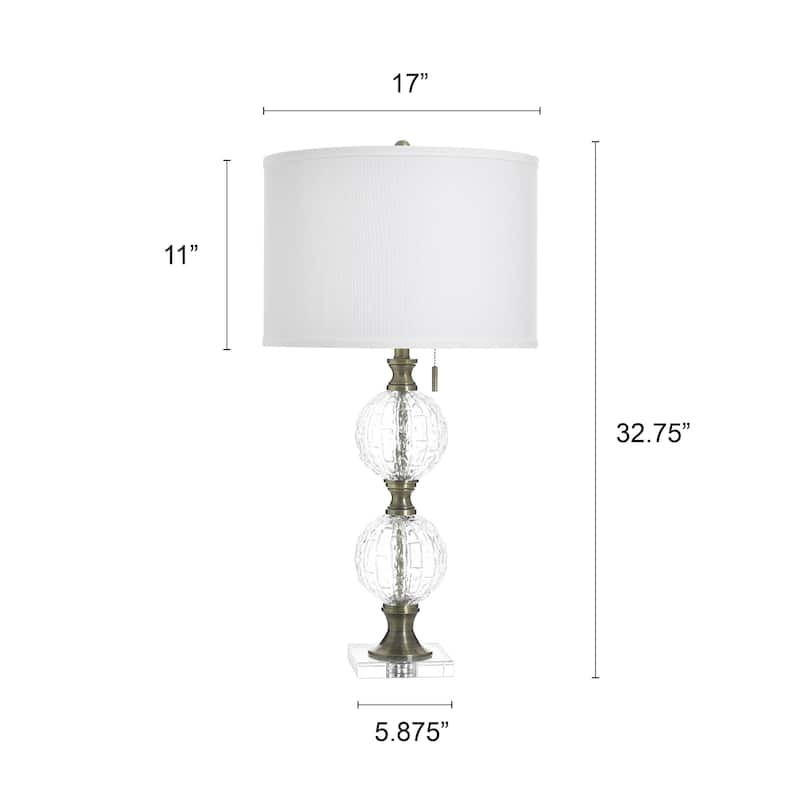 StyleCraft Glass Table Lamp - Subal Gold - White Fabric
