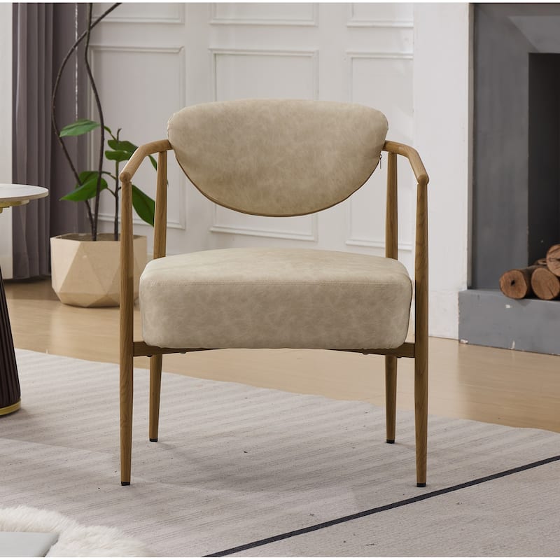 Set of 2 Dining Chairs, Living Room Chair, PU with Foam Back and Seat, Soft and Comfortable Seating, Metal Frame