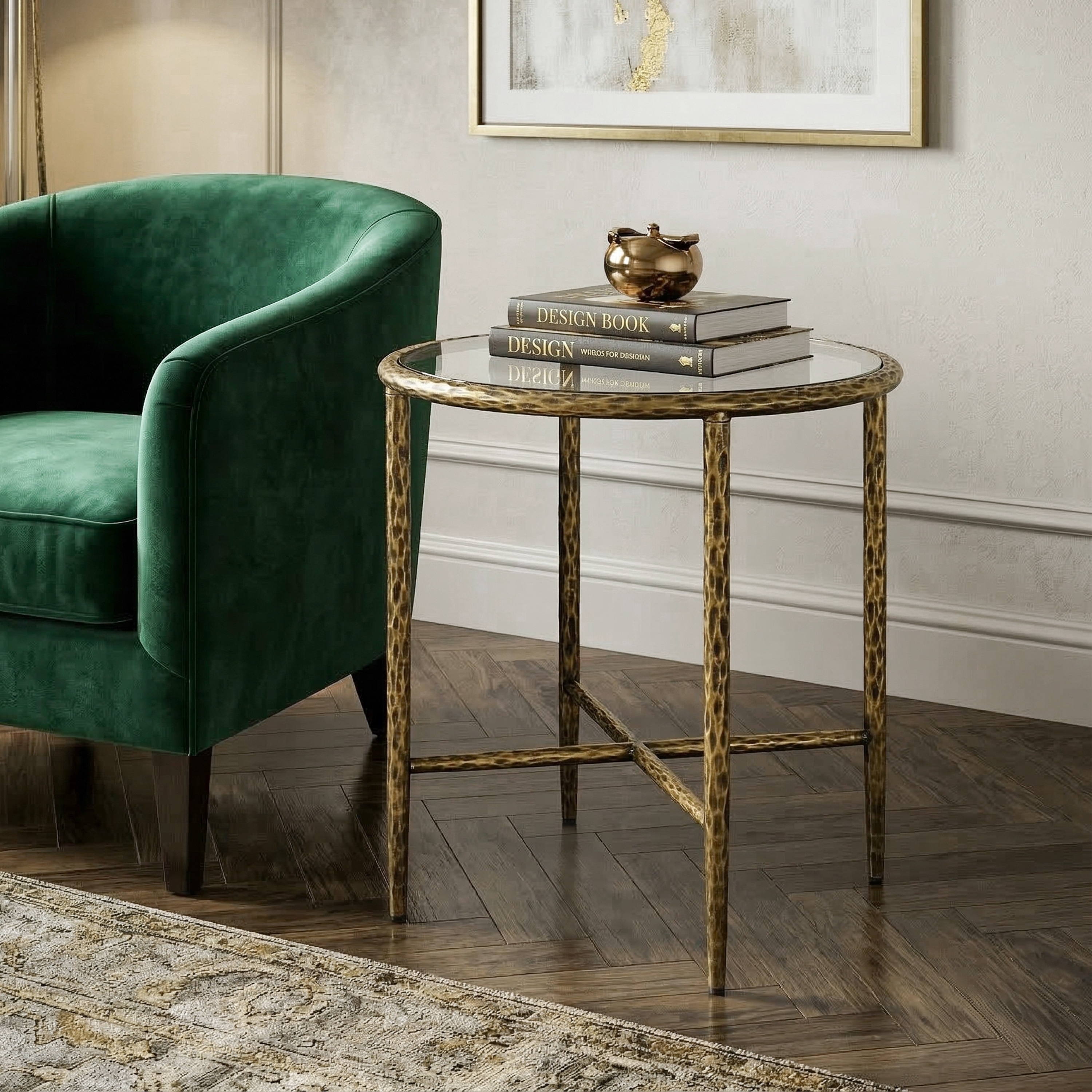 247 Shop At Home Lalia Modern Hammered Metal Round End Table