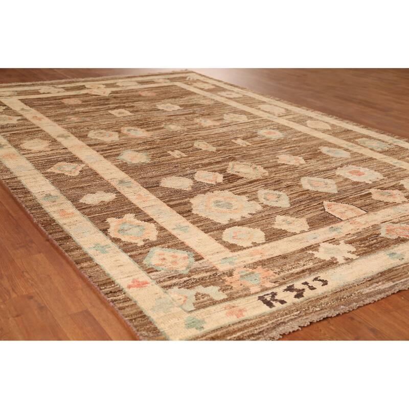 Vegetable Dye Brown Oushak Turkish Rug Handmade Bedroom Wool Carpet - 6'4" x 9'10" - 6'4" x 9'10" - Brown