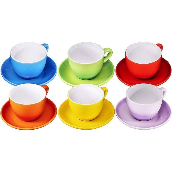 Bruntmor Set 6 Tazze Caffè In Porcellana 12 Oz (350 Ml) - Nero Opaco - Resistente, FDA, Lavabili