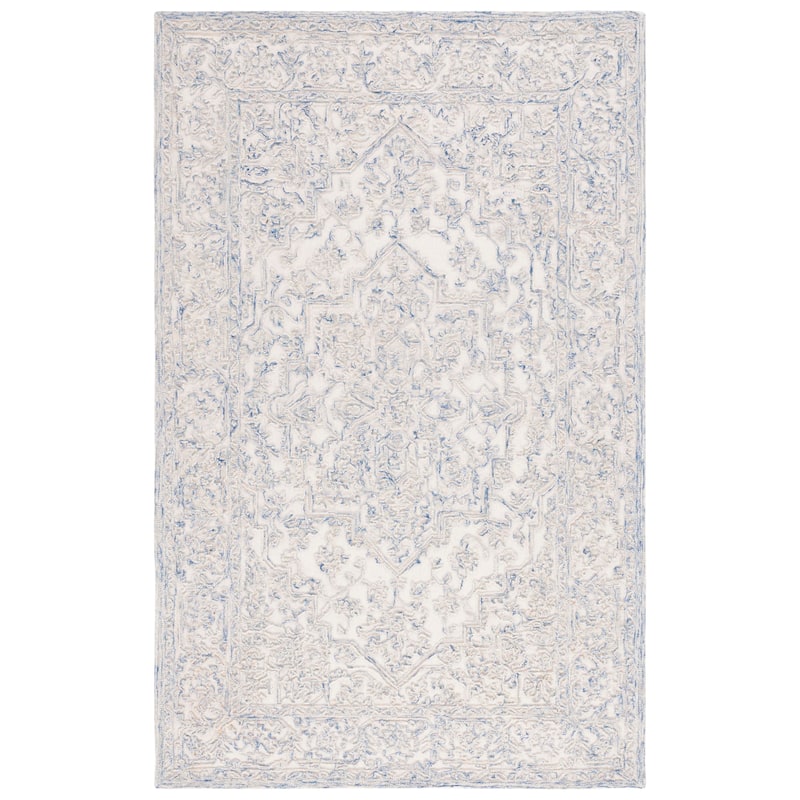 Martha Stewart by SAFAVIEH Handmade Gieze Wool Rug - 3' x 5' - Ivory/Blue