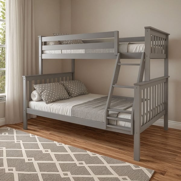 slide 2 of 28, Now Furniture Twin Over Full Bunk Bed with Angled Ladder Grey
