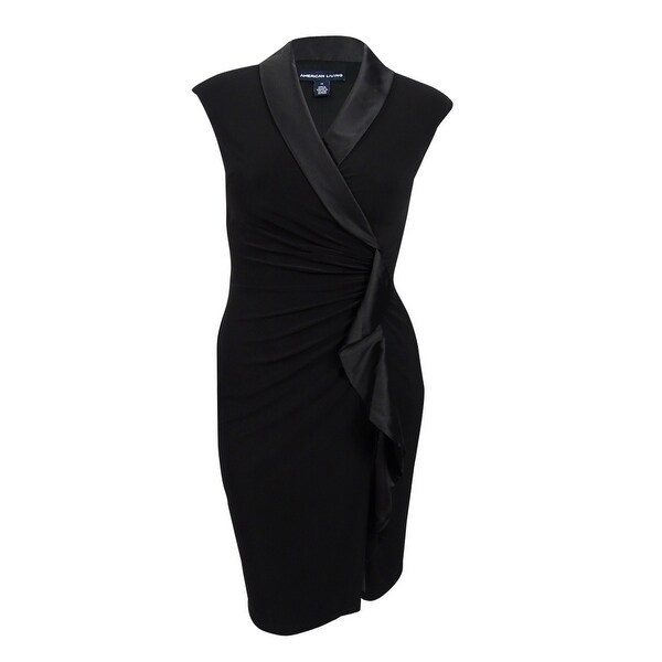 american living satin ruffle sheath dress