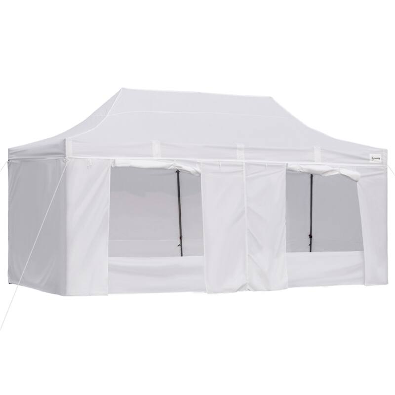 Pop Up Outdoor Tent 19.7 ft x 9.8 ft Waterproof Oxford Fabric with Roller Bag - White