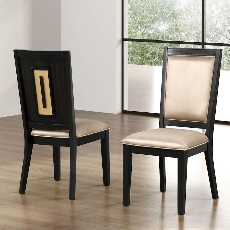 Set of 2 Upholstered Dining Chairs with Pad Seat in Espresso