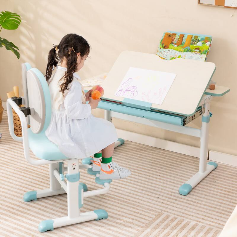 Costway Height-Adjustable Kids Desk Chair with Double Back Support & - See Details