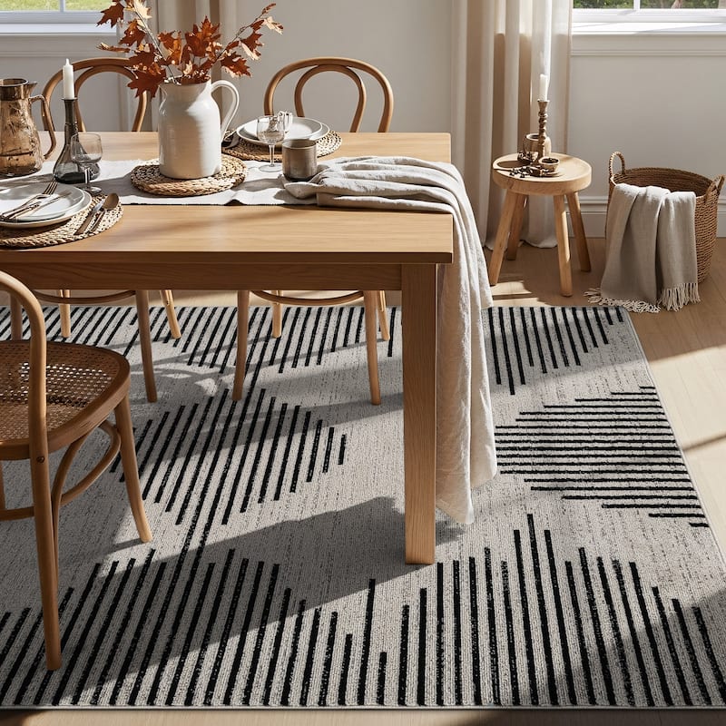 Modern Abstract Area Rug for Living Room, Bedroom, or Entryway - Low Pile Indoor Rug