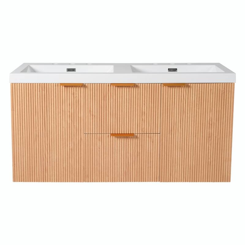 47.24" Wall-Mounted Double Sink Bathroom Vanity with SMC Top