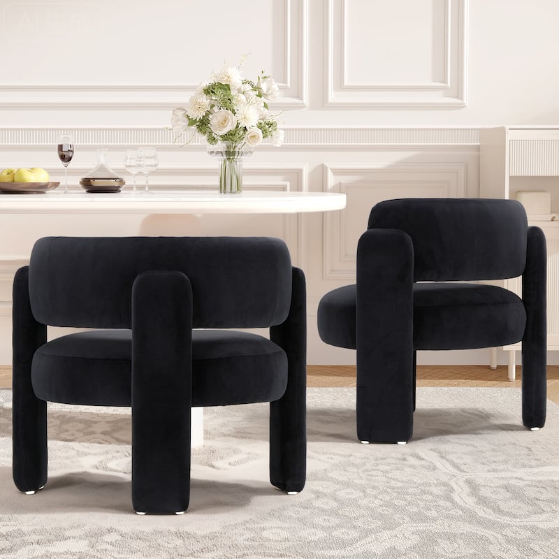 RENEWLINE Modern Velvet Barrel Accent Chair - 3-Leg Design for Living Room, Bedroom