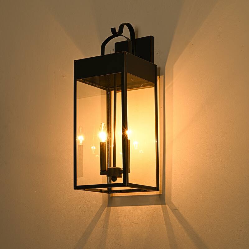 Oil Rubbed Bronze Outdoor Hardwired Wall Lantern Sconce - 2 Variants (20in 1-Light/24in c), Clear Glass, Wet Rated