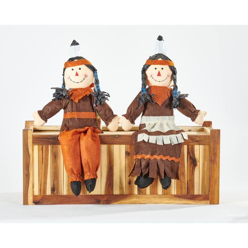 24" Sitting Thanksgiving Indian Figures, Set of 2 - 24