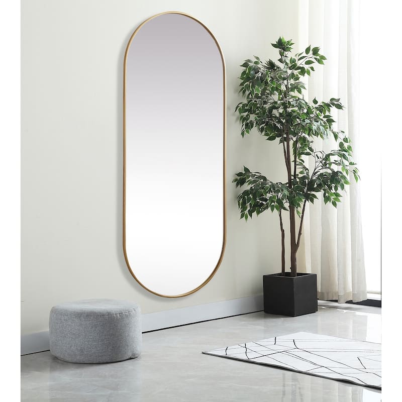 Indigo Home Metal Frame Oval Mirror 30x72 Inch