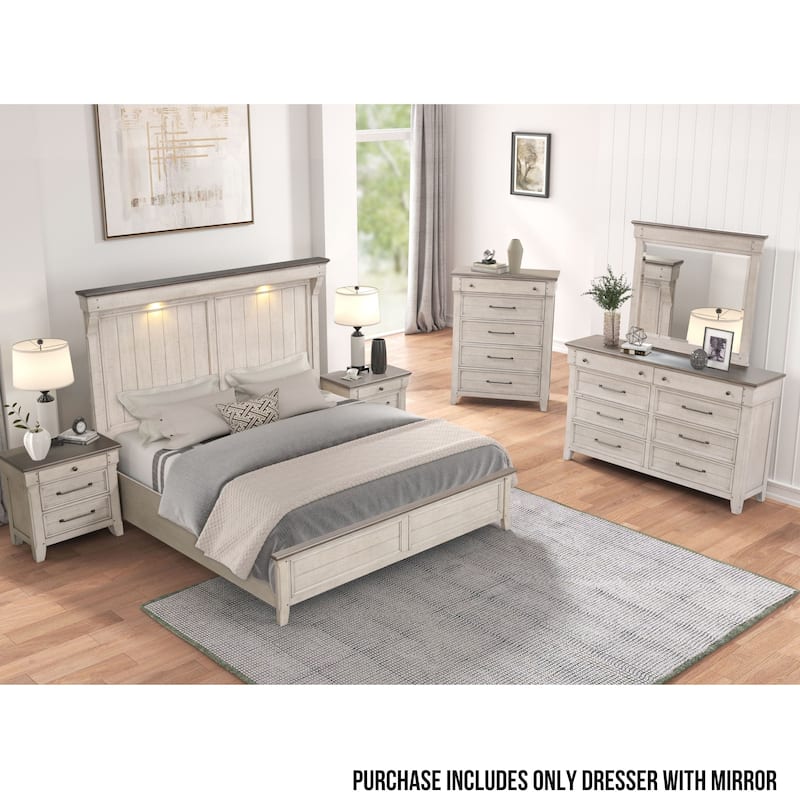 Roundhill Furniture Walcott 8-Drawer Bedroom Dresser with Mirror