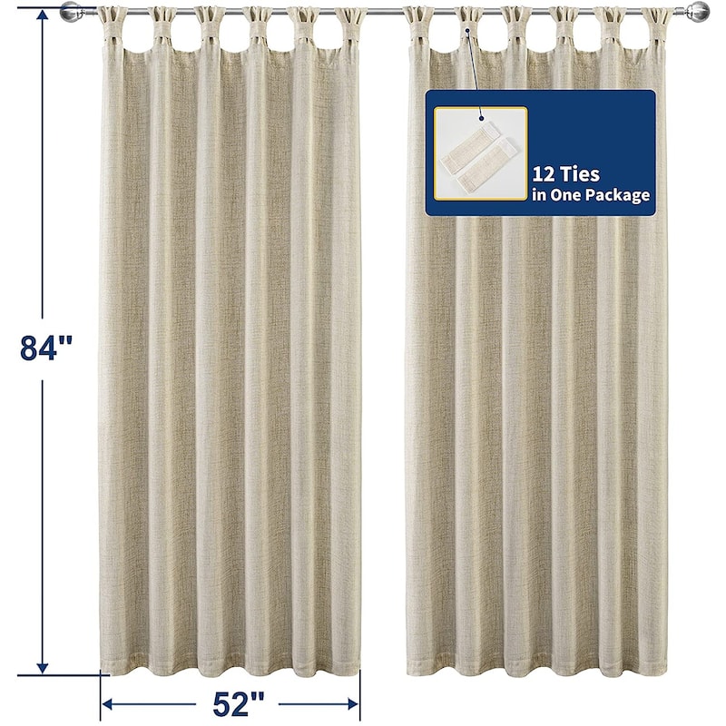 DriftAway Twist Tab Linen Textured Lined Blackout Solid Curtains 2 Panels