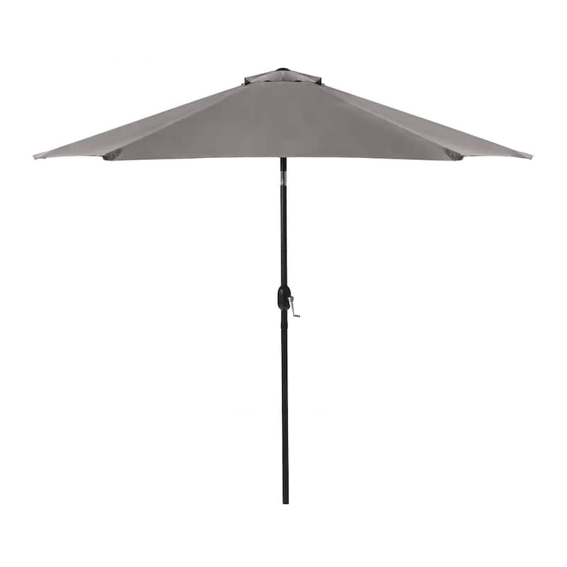 9FT Outdoor Patio Iron LegsTilt-Adjustable Round Tilting Umbrella