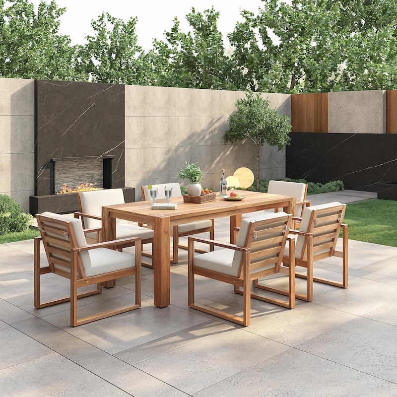 7-Piece Patio Dining Set for 6 - Outdoor Table and Chairs with Umbrella Hole