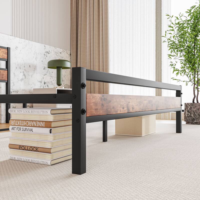 Rustic Vintage Wooden Platform Bed Frame
