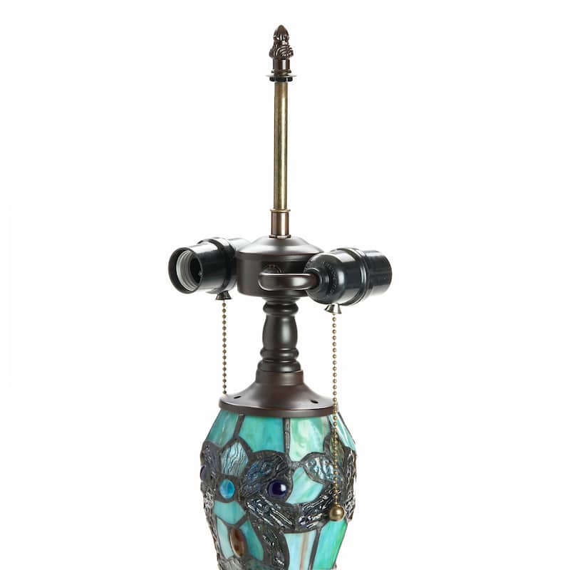 Gracewood Hollow Khelladi 20"H Stained Glass Multicolored Magna Carta Table Lamp - 14"L x 14"W x 20"H