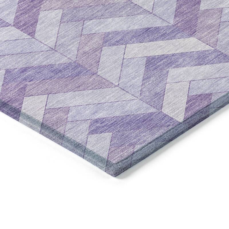 Machine Washable Indoor/ Outdoor Modern Chevron Chantille Rug