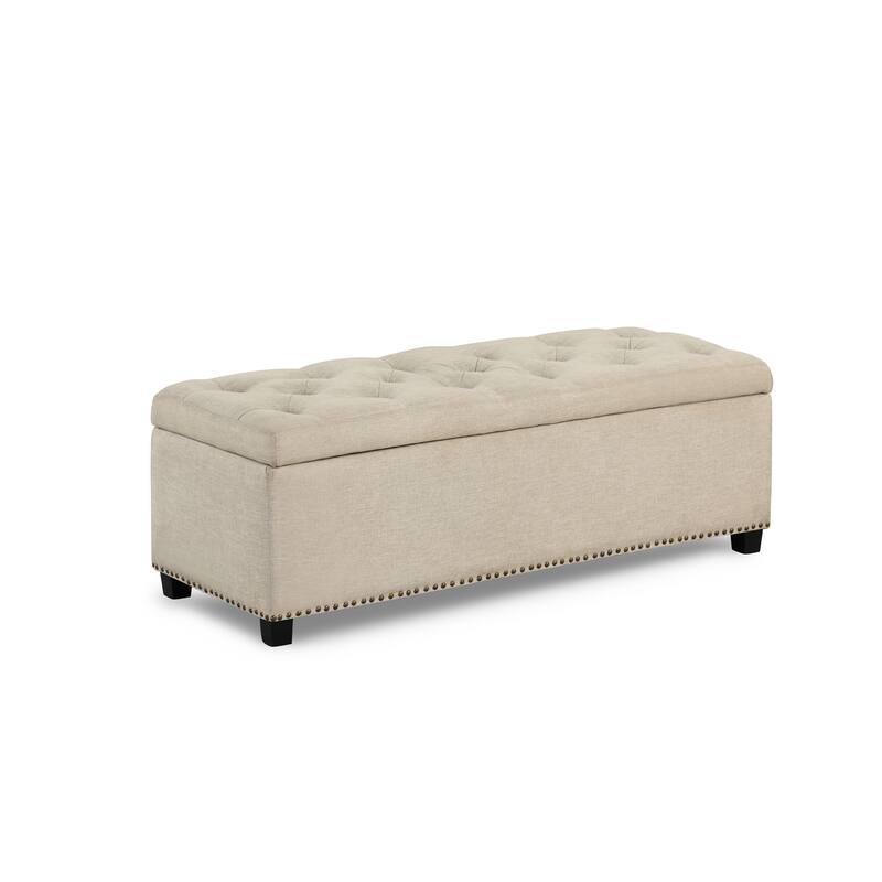 DH Basic Modern Brian 48-inch Rectangular Linen Storage Ottoman Bench by Denhour
