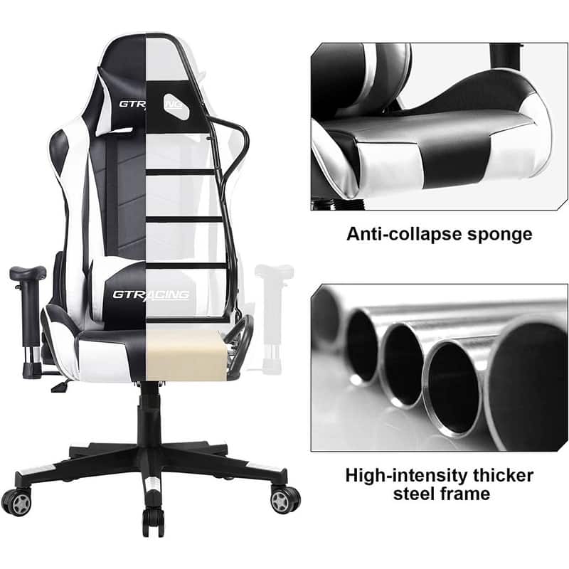 Lucklife Gaming Chair Racing Office Computer Ergonomic Video Game Chair with Headrest and Lumbar Pillow Esports Chair