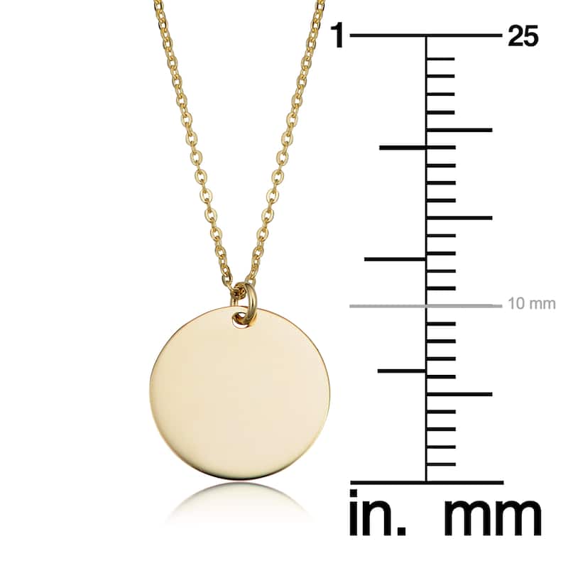 14k Gold High Polish Round Disc Adjustable Necklace (10 millimeters)