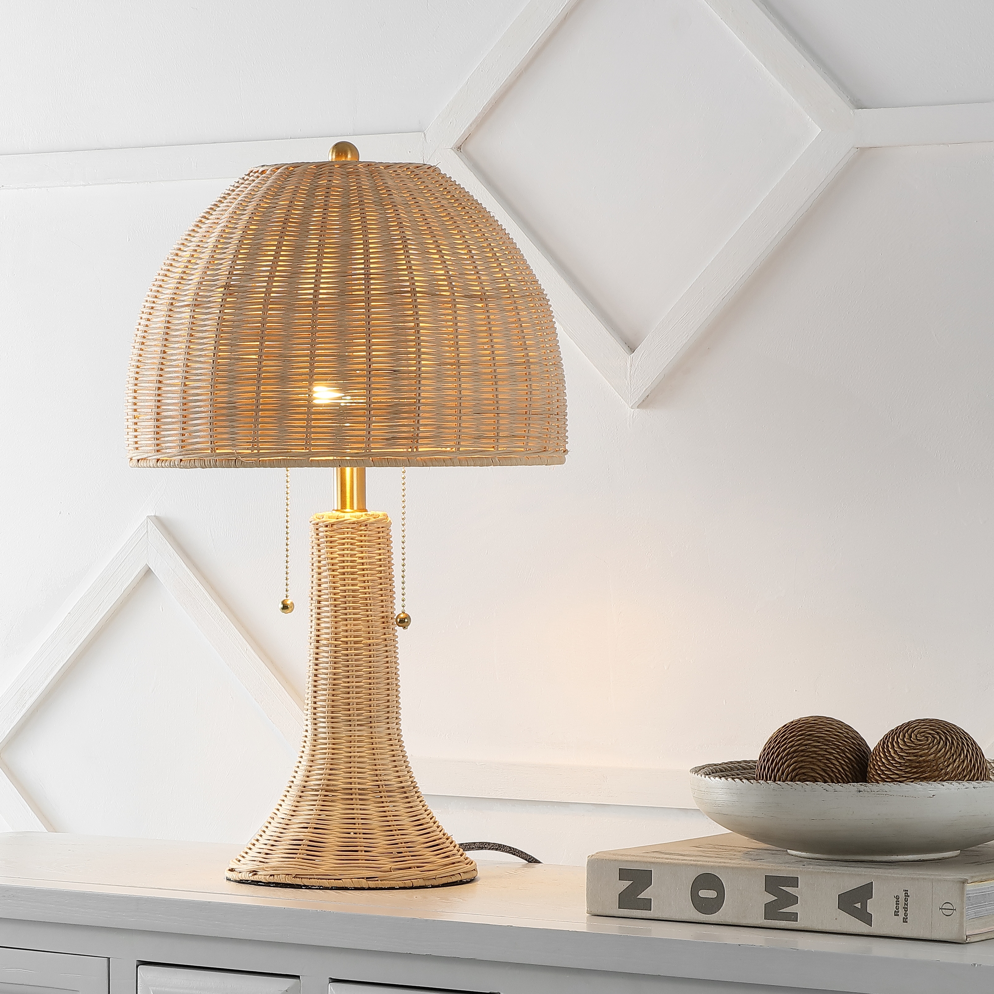 JONATHAN Y Margie 22" Bohemian Rustic Iron LED Table Lamp, Natural/Brass Gold