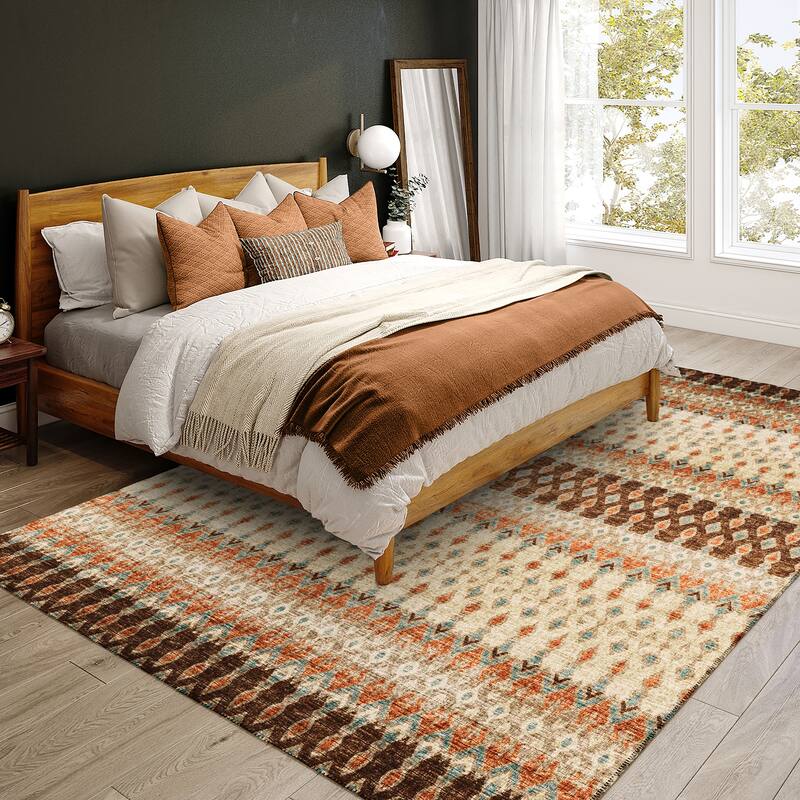 Machine Washable Indoor/ Outdoor Addison Bravado Geometric Ikat Rug