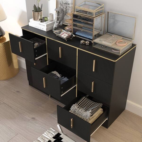 slim fit dress slacks Charcoal Grey & Gold Base 9 Drawer Dresser 84 inch  SLATE CUSTOM