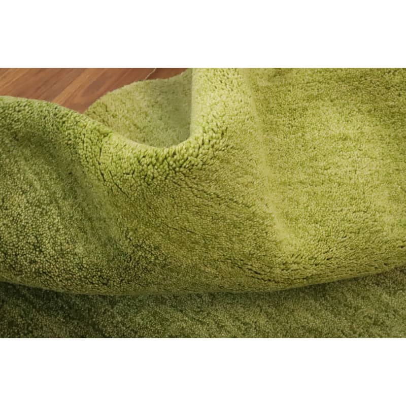 Hand Knotted Oriental 100% Wool Carpet Modern Stripe Green Gabbeh Area Rug - 7' 9'' X 5' 7''