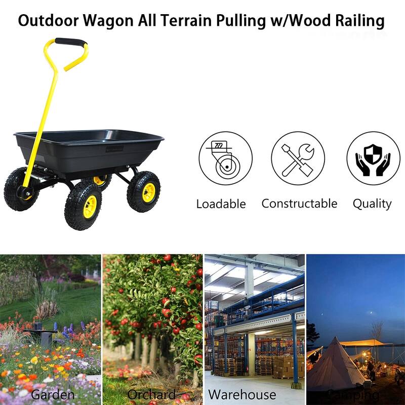 Dual Wheel Wheelbarrow, Garden Cart, Utility Cart, Pneumatic Tires - 57.87"Lx28.35"Wx26.00"H