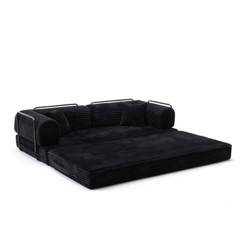 Convertible Sofa Bed, 3 in 1 Folding Loveseat Couch Bed Foldable Boneless Couch Floor Sleeper, Corduroy Pull Out Sofa Bed