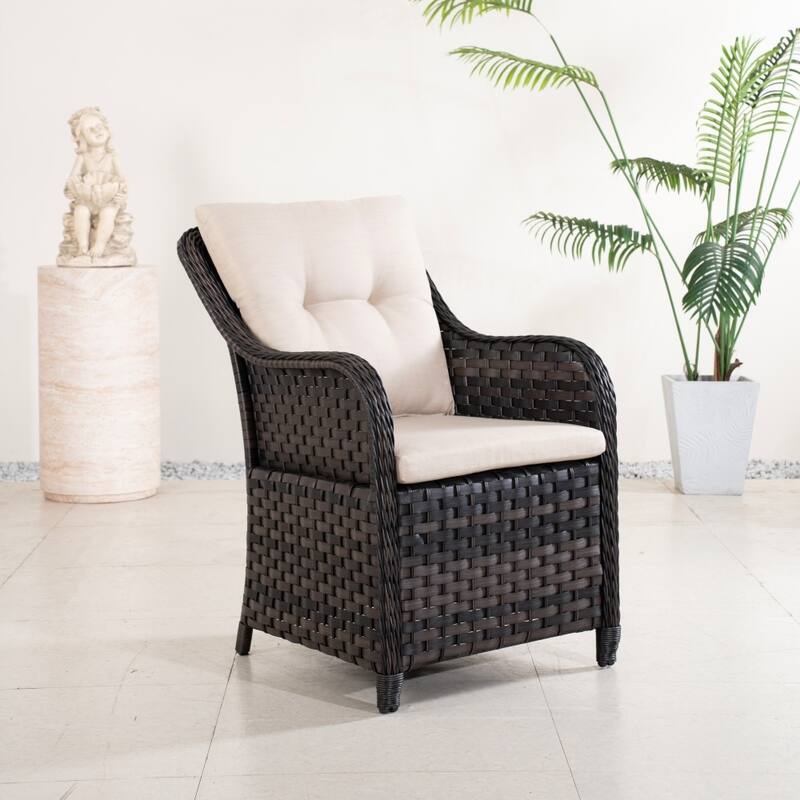 Outdoor Funiture Set with Terrafab Composite Fire Pit Table and PE Rattan Chairs