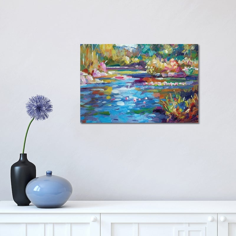 iCanvas "Flowers Reflecting In The Pond" by David Lloyd Glover Canvas Print - 12x18x1.5