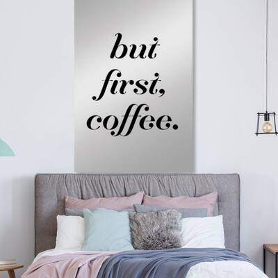 Oliver Gal 'Coffee First' Typography and Quotes Wall Art Canvas Print - Black, Gray