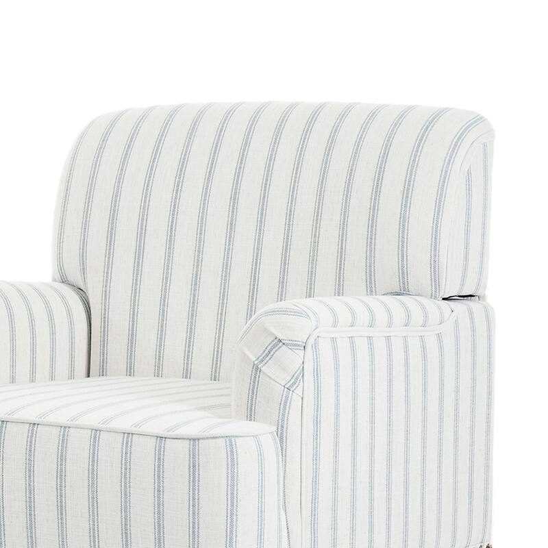 Linen Upholstered Armchair Nailhead Trim Accent Chair