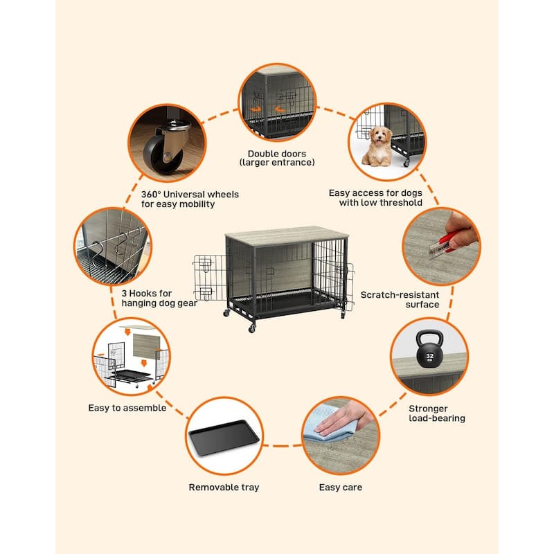 Small Dog DualEntry Kennel Dog Crate Furniture Meets Elegant End Table
