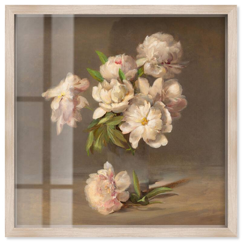 Porter Peonies in a Vase Shadowbox by Art Remedy - Natural - 40" x 40"