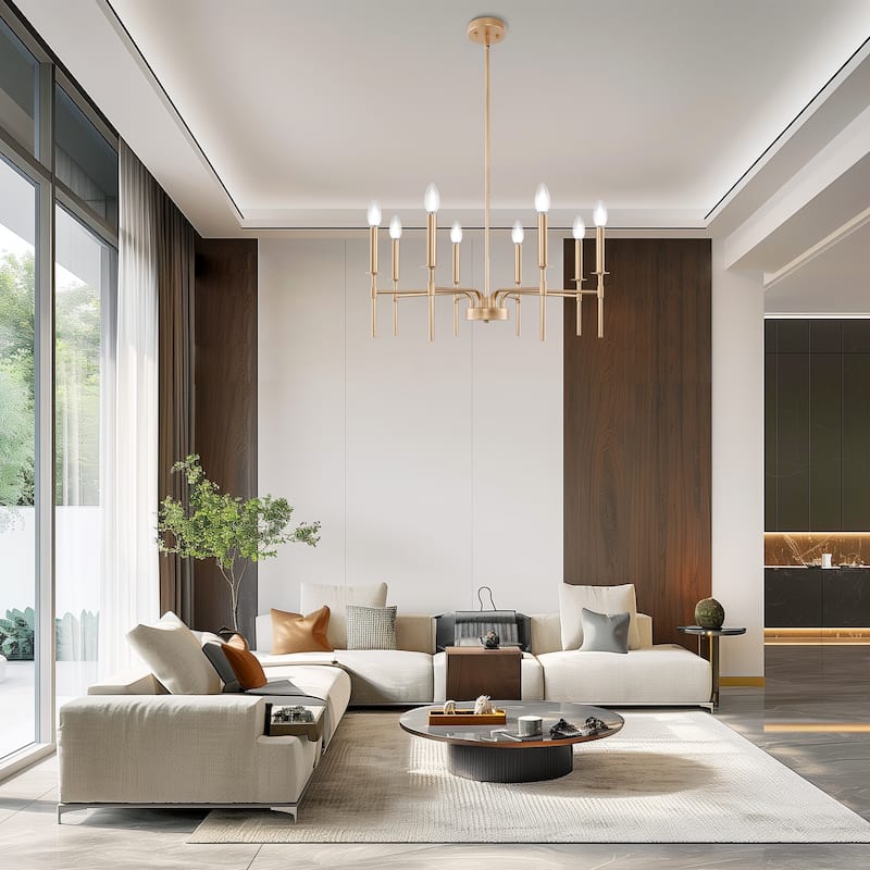 Modern Chandelier for Dining Room 8-Light Farmhouse Chandelier Lighting Fixtures Rustic Candle for Living Room Foyer Bedroom
