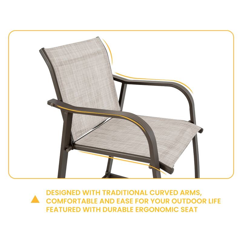 VredHom Outdoor Aluminum Bar Stool Set Patio Bar Chairs (Set of 2) - 21.7" W x 25.6" D x 43.7" H