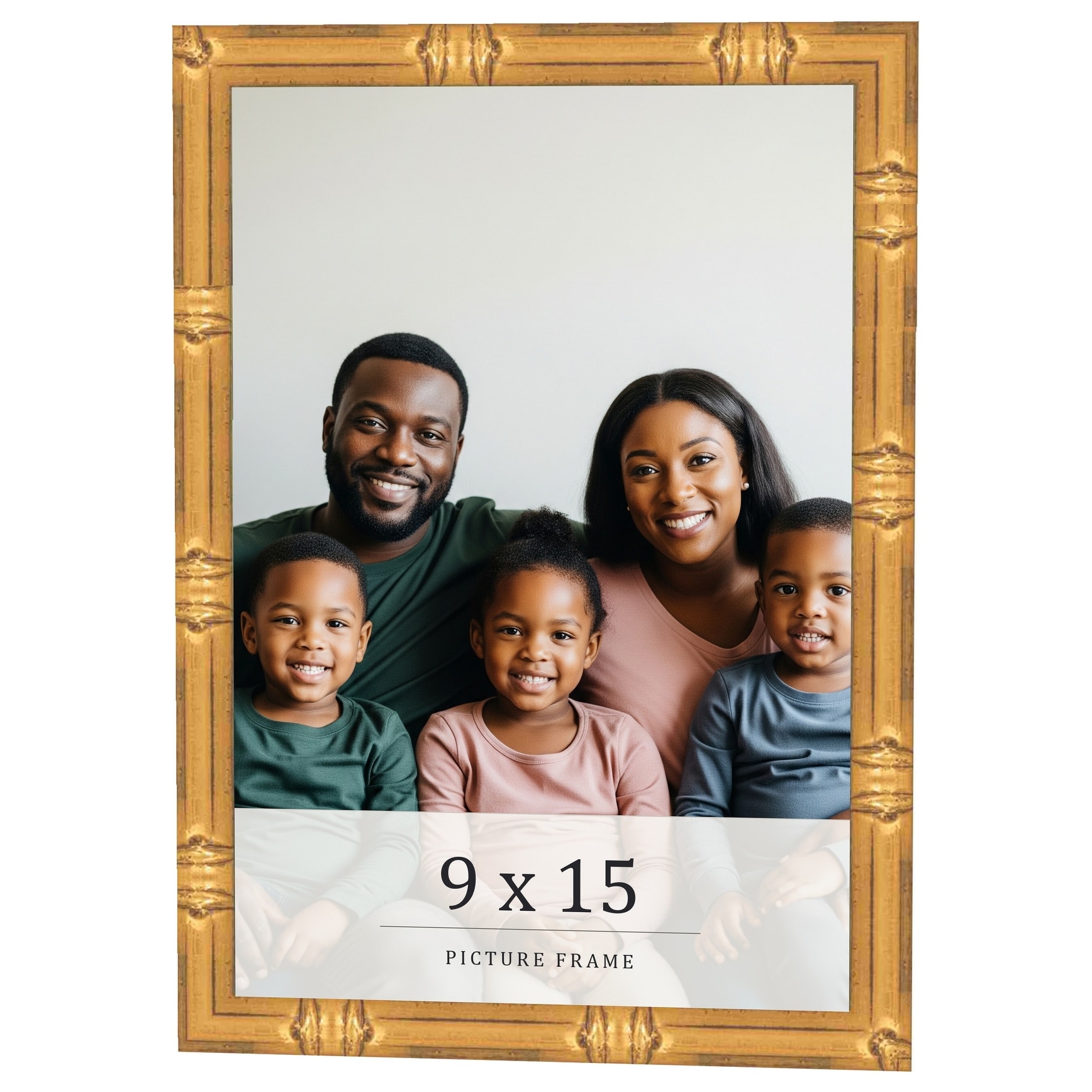 9x15 Frame Gold Bamboo Solid Wood Picture Frame | 1 Inch Moulding