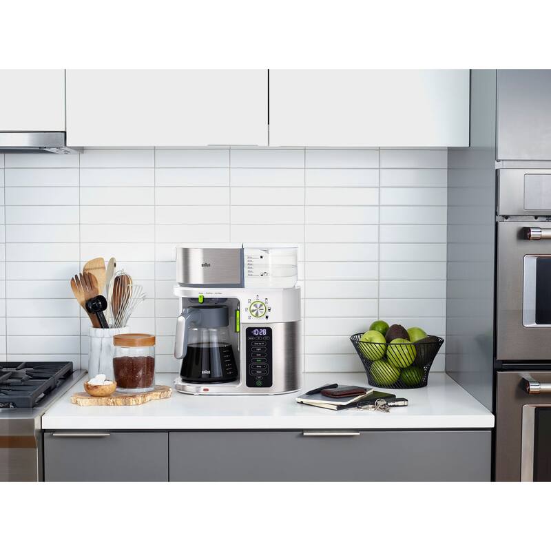 Braun MultiServe 10-Cup SCA Certified Coffee Maker with Internal Water Spout and Glass Carafe in White