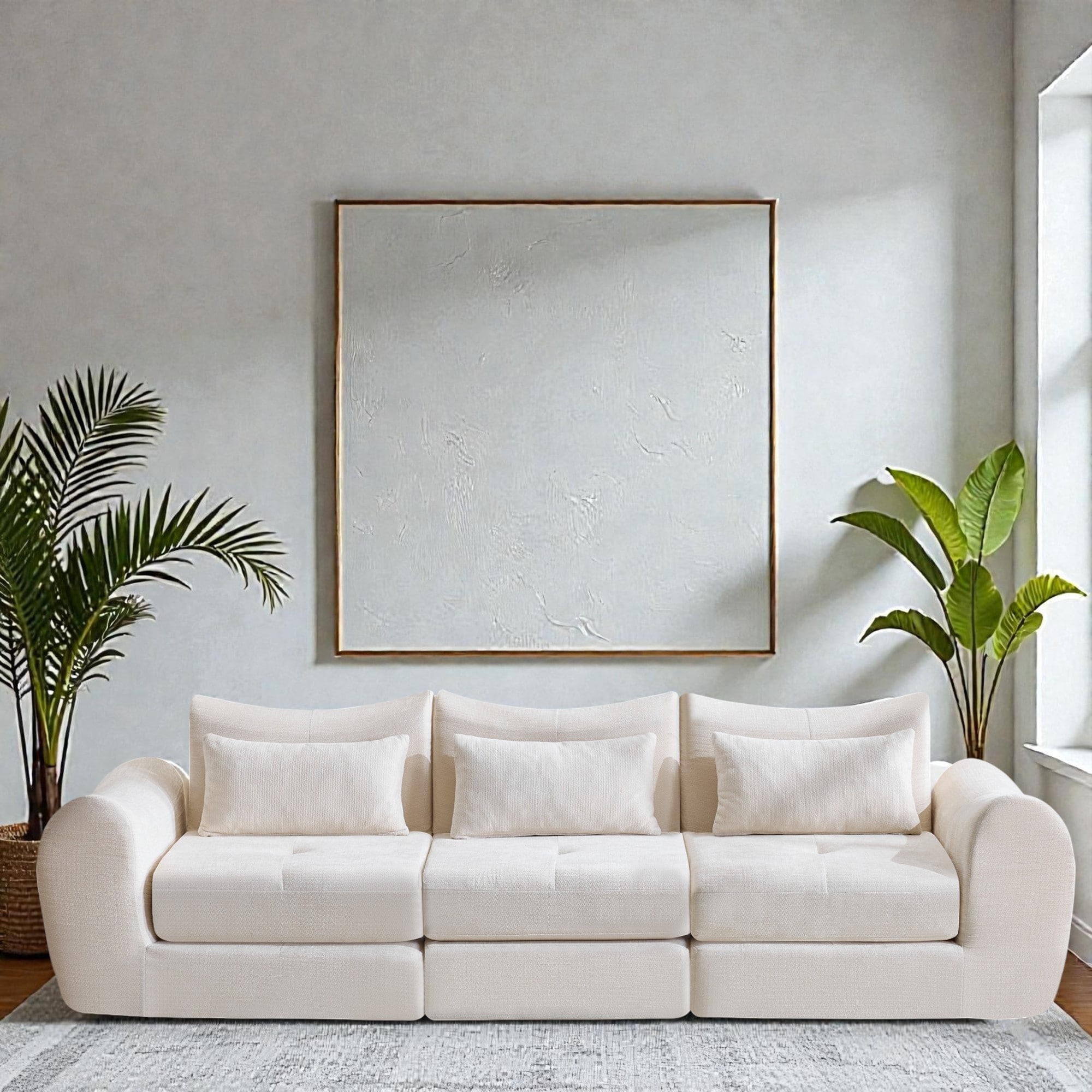 Modular Cloud Sofa, Convertible Folding Sofa Bed, 3-Seat Cushioned Sectional Couch for Living Room Bedroom